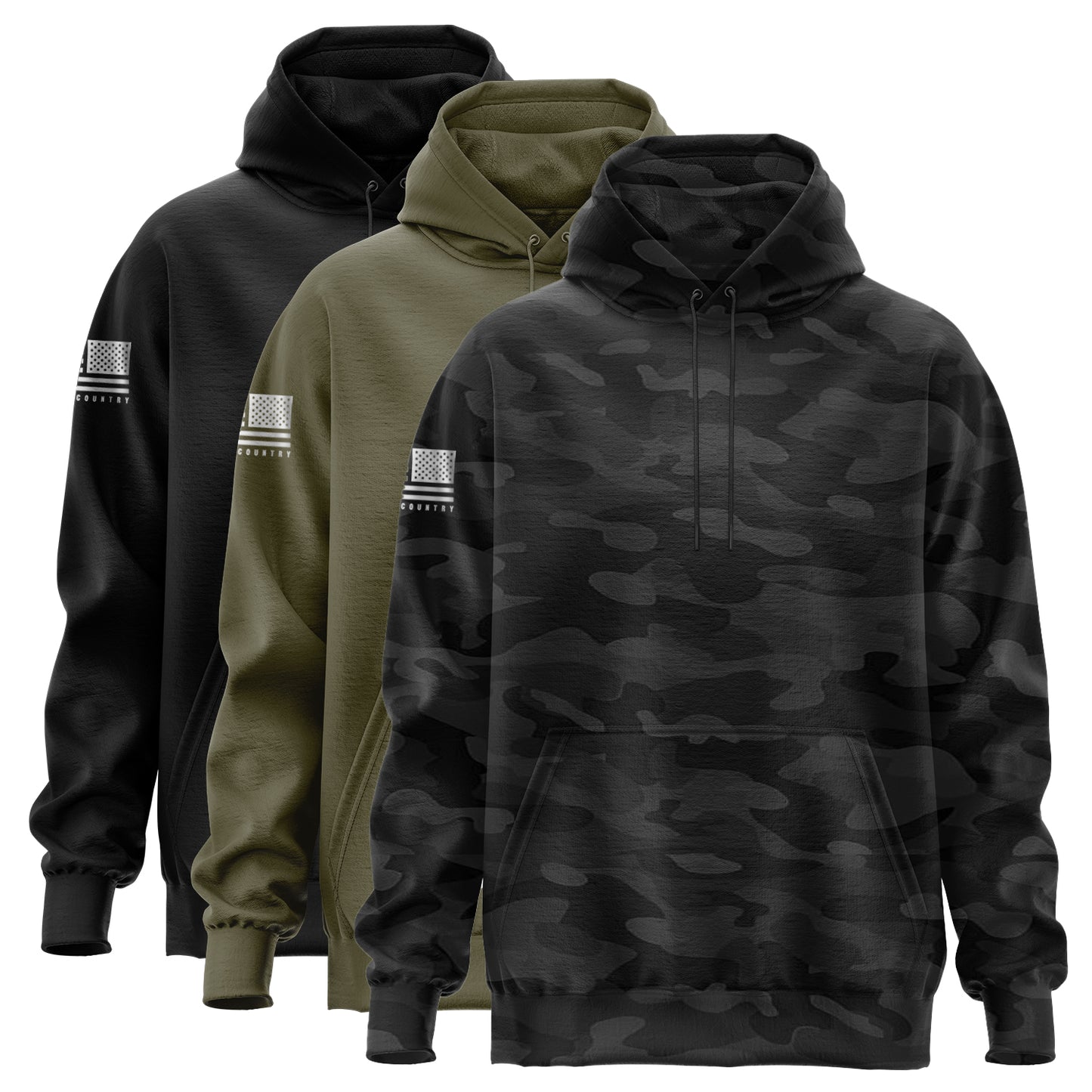 Black, Military & Camo Hoodie Bundle ( 3 Pack )